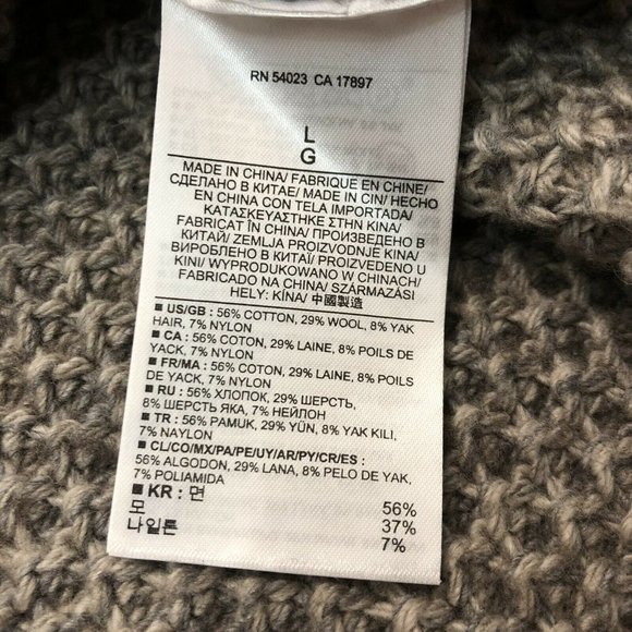 Banana Republic Knit Henley Sweater Cotton Wool Yak Gray Color block Men’s Large - Picture 5 of 10